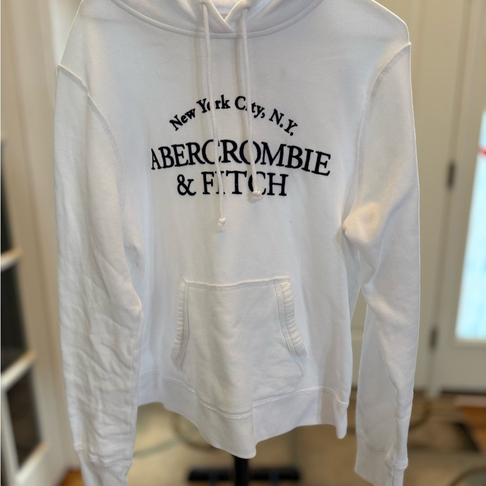 Abercrombie & Fitch White Pullover with Black Text